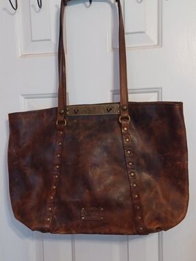 Patricia Nash Distressed Brown Leather Studded Tote